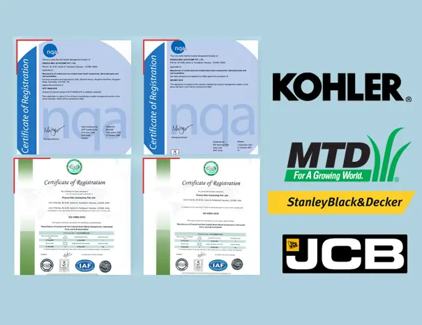 Presco-Mec Group IATF 16949, ISO 9001, ISO 14001 and ISO 45001 certifications