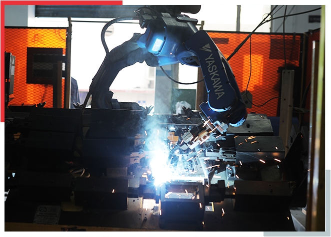 Robotic welding of an automotive sheet metal sub-assembly on a production line