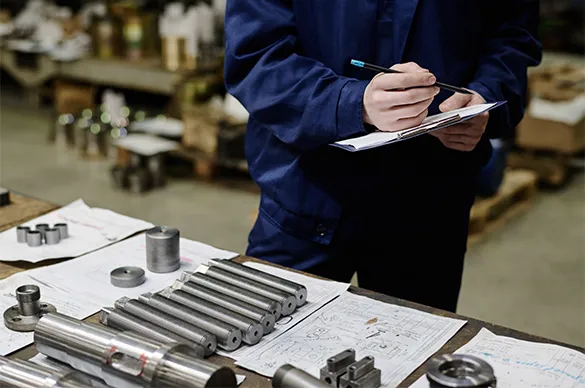 Quality engineer inspecting a finished automotive assembly before dispatch