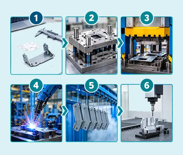 Six-step process from drafting and tooling to CMM inspection