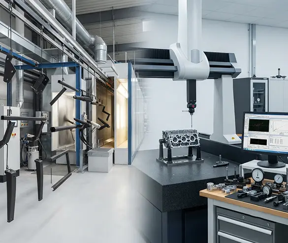 Powder-coating and CMM inspection for pressed sheet metal components