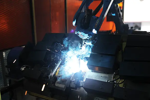 Robotic welding of a steel bracket for a solar mounting sub-assembly