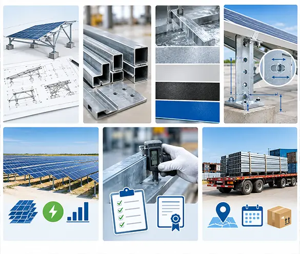 Solar mounting structure RFQ requirements illustrated through engineering drawings