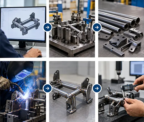 Process steps from tooling to inspection for a welded sub-assembly